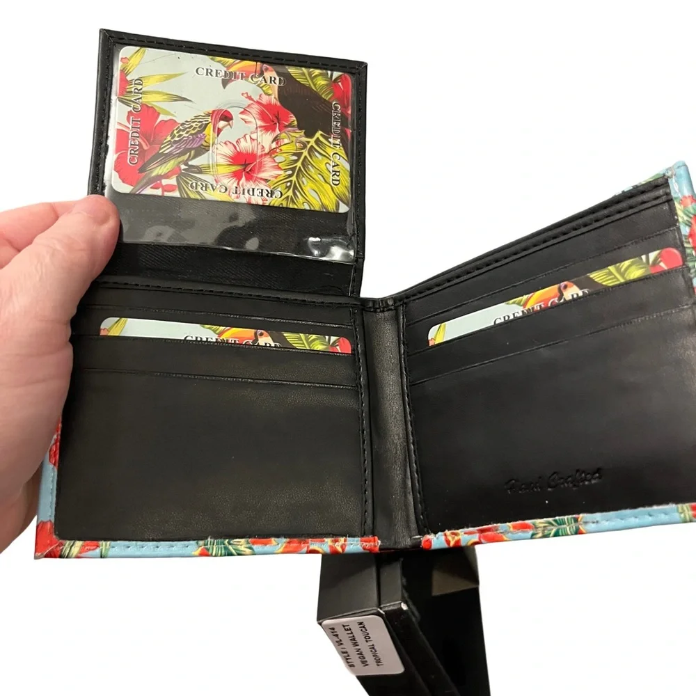 Vegan Leather Wallet with Tropical Design